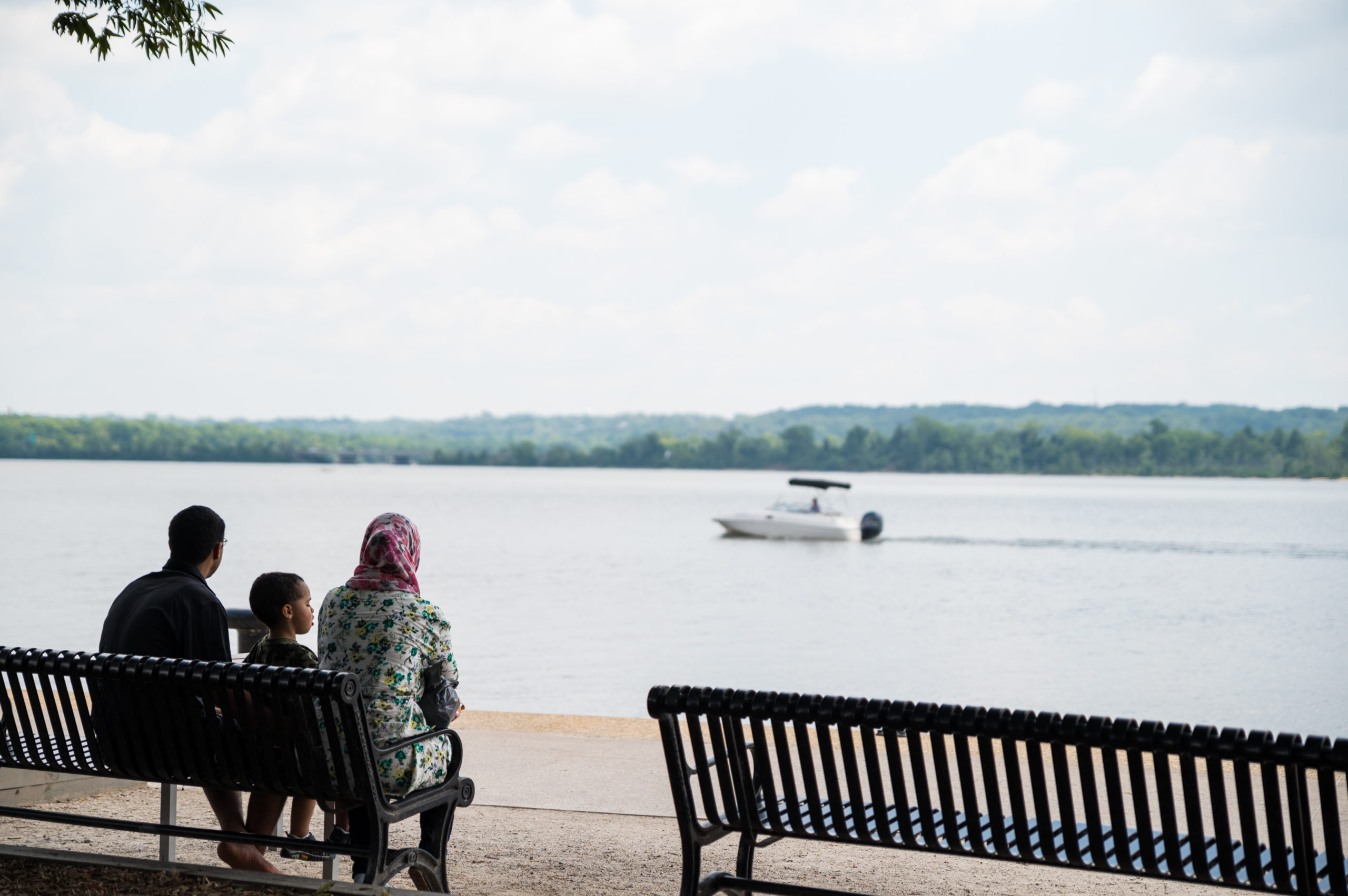 People sitting at a bench